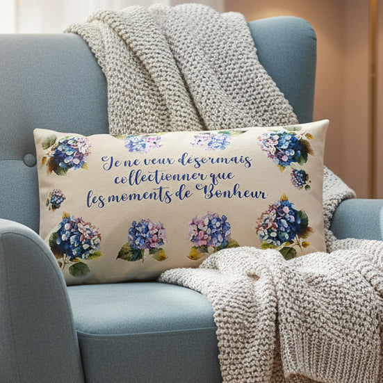 Coussin "Je  veux collectionner les moments de bonheur"